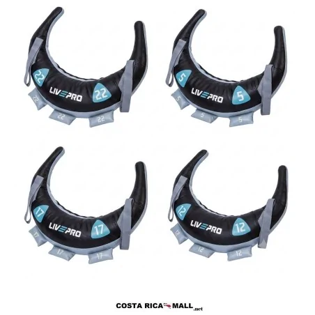 Saco de Entrenamiento Bulgarian LP8130 LIVEPRO con múltiples asas, estructura resistente y peso equilibrado. Pesos disponibles.