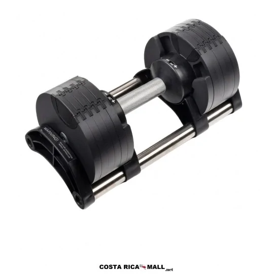 Mancuerna Ajustable 20kg CORSAIR con 10 discos intercambiables, estructura resistente y mango ergonómico.