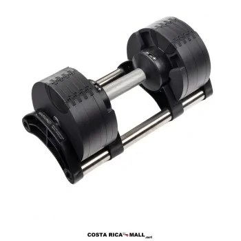 Mancuerna Ajustable 36kg fabricada en acero con 10 discos intercambiables y sistema de peso variable para entrenamiento.
