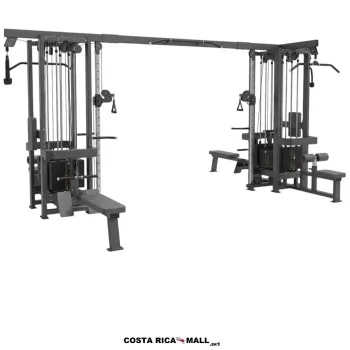 Estación para Gimnasio Multipropósito con sistema de poleas ajustables y múltiples módulos de entrenamiento.