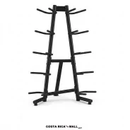 Rack para Bolas Medicinales fabricado en metal resistente con capacidad para almacenar hasta 10 balones de entrenamiento.