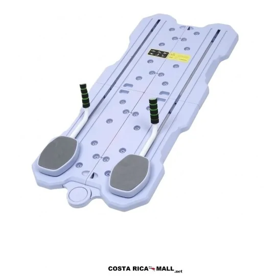 Tabla Multifuncional para Pilates con plataforma deslizante y apoyos ergonómicos, diseñada para ejercicios de movilidad. Celeste