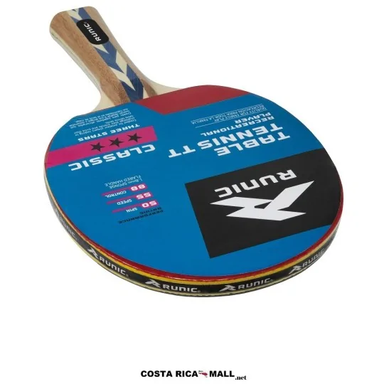 Raqueta de Ping Pong 3 Stars RTT5G301 RUNIC. Vista viendo hacia abajo