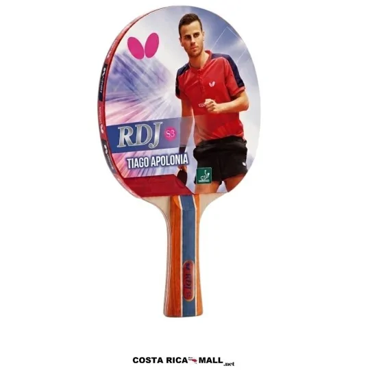 Raqueta de Ping Pong TIAGO APOLONIA RDJ-S3 BUTTERFLY. Vista de frente