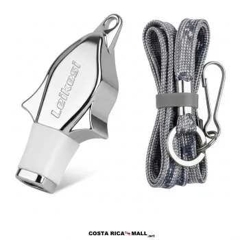 Pito deportivo de plástico metalizado LEIKESI LX-864 para arbitraje profesional con protector bucal y cordón - COSTA RICA MALL