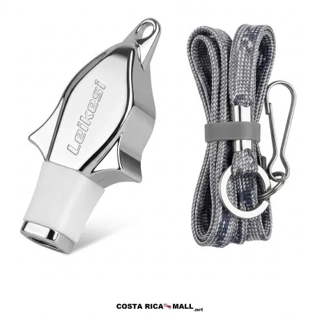 Pito deportivo de plástico metalizado LEIKESI LX-864 para arbitraje profesional con protector bucal y cordón - COSTA RICA MALL