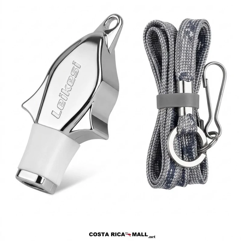 Pito deportivo de plástico metalizado LEIKESI LX-864 para arbitraje profesional con protector bucal y cordón - COSTA RICA MALL