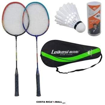 Set de bádminton LEIKESI LX-502 con 2 raquetas y tubo de 3 volantes de nylon - COSTA RICA MALL