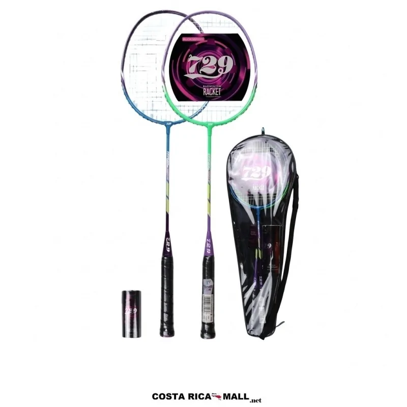 Set básico de bádminton 729 SP-7123 con 2 raquetas de hierro, 3 volantes y saco translúcido - COSTA RICA MALL