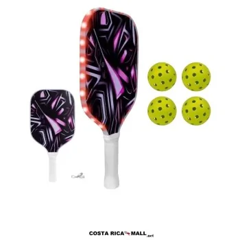 Set de pickleball AD024 con 2 raquetas recargables con luz LED, 4 pelotas y cable USB - COSTA RICA MALL