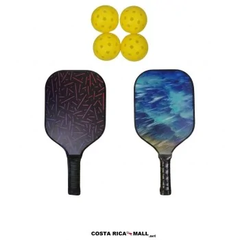 Set de pickleball AD025 con 2 raquetas de diseño, 4 pelotas amarillas y estuche - COSTA RICA MALL