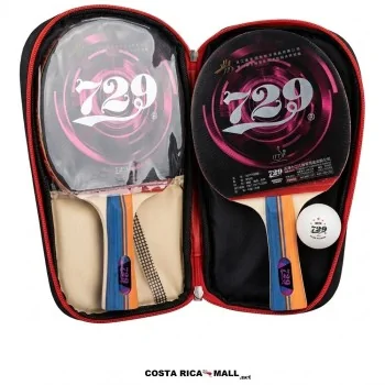 Set de ping pong 729 SP-7308B con 2 raquetas de mango largo, bola 3 estrellas y estuche protector - COSTA RICA MALL