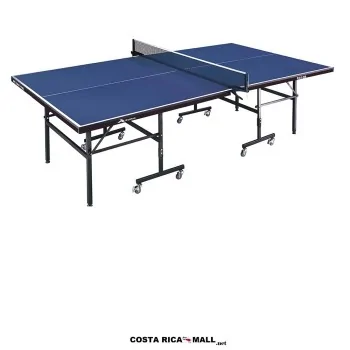 Mesa de ping pong indoor recreativa azul desplegada con red código R610B marca RUNIC en COSTA RICA MALL